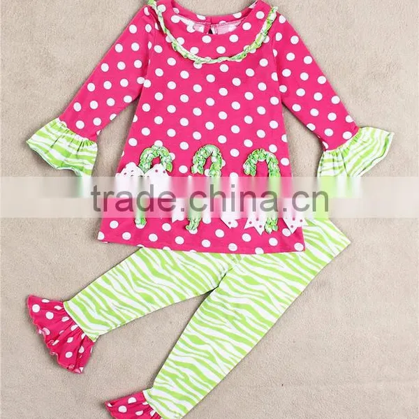 Wholesale New Arrival Christmas Baby Girls Ruffle Boutique Outfit