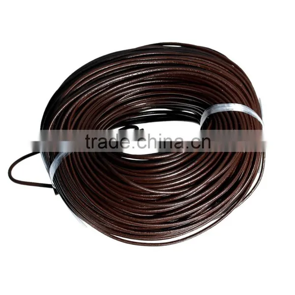 Wholesale High Quality 3mm Dark Brown Cowhide Leather Jewelry Cord Rope photo-3
