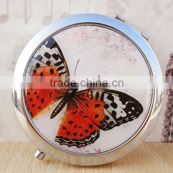 Double-sided Folding/Compact/Pocket/Make Up/Purse/Cosmetic Mirror- Butterfly photo-3