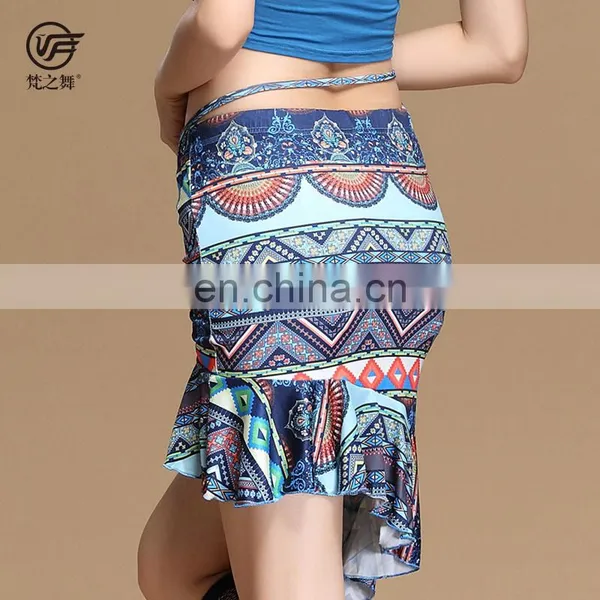 Q-6061 Egyptian Milk Silk Flower Printing Short Belly Dance Skirt photo-4