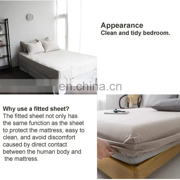 Fitted Sheet 35cm Deep Pocket-100% Pure Natural Linen Plain Mattress Protector Bed Sheet-(Linen,Super King 182x200cm) photo-4