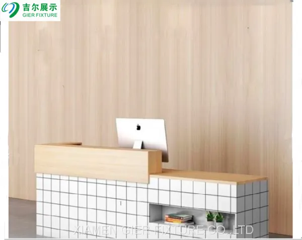 Miniso Wooden Cashier Desk Checkout Counter for Sale Reception Desk Checkout Counters for Retail Stores Cashier Counter photo-3