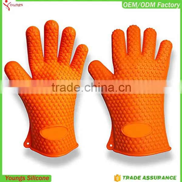 Silicone Oven Gloves With Fingers FDA Waterproof Glove BBQ Safety Glove photo-4