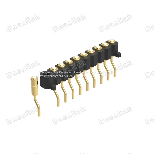 Dnenlink 2.00mm Pitch Single Row H2.5mm Concave Contact Right Angle SMT Type Female Header PogoPin Header With Peg photo-4