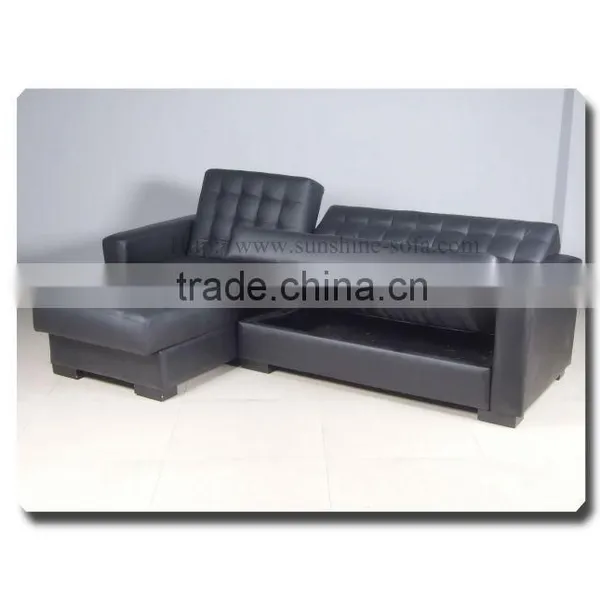 PU Leather Corner Sofa Bed With Storage Sleeper Furniture