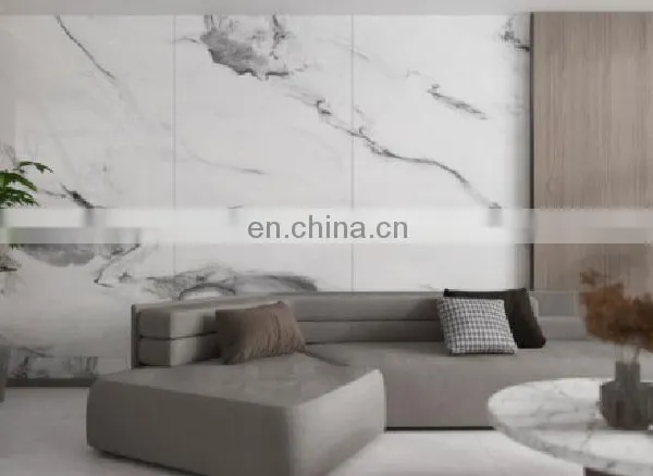 Designer Indian Big Slab Glossy White Carrara Large Porcelain Marble Slab Stone Tile Wall Anti Matt Piece photo-2