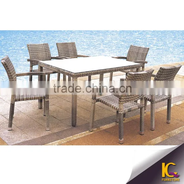 Aluminum Synthetic Rattan Outdoor Restaurant Dining Set With Waterproof Cushion photo-2