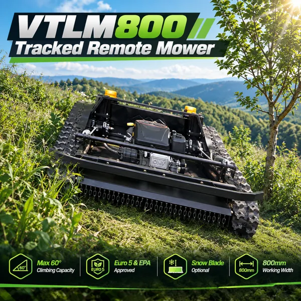 Vigorun Crawler Brush Cutter Euro5/EPA Approved RV063 Gearbox Remote Control Lawn Mower for Mountain Orchard Use