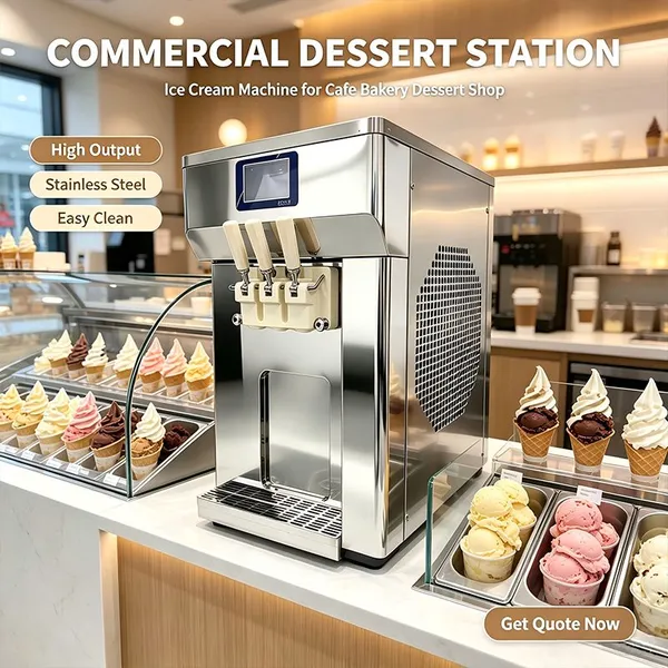 MYS-393M Commercial Ice Cream Machine 2500W 8 Programs 30-40L/H Soft Serve Maker for Cafe Convenience Store and Mall