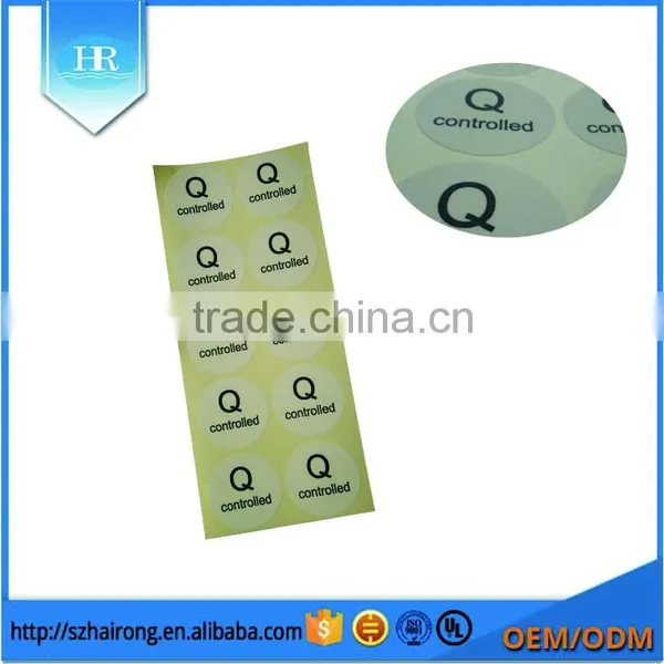 Q Controlled Self Adhesive Plastic Label Sticker photo-2