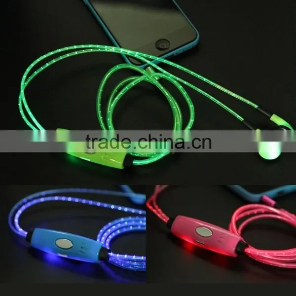 High Quality Glowing LED Earphone / EL Light up Earphone