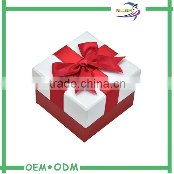 Red Promotional Paper Gift Box Handmade Jewelry Box With Silk Bow