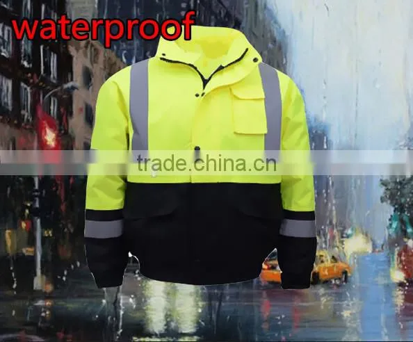 Yellow High Visibility Reflective Warm Windproof Waterproof Winter Riding Jacket photo-3