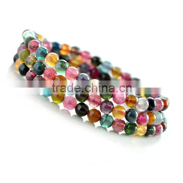Gemstone Bracelet Three Rings Natural Tourmaline Bracelet Hand on Multi Ring Multilayer Fashion of Multicolored Jewelry photo-3