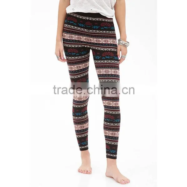 2016 Autumn Fashion Ethic Stylish Print Slim Stripes Workout Fittness Leggings for Women Pencil Pants photo-3