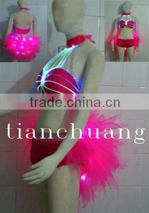 Sexy Belly Dance Dress / LED Ballet Dance Costumes for Sale / Light Pink Night Club Performance Short Dress photo-2