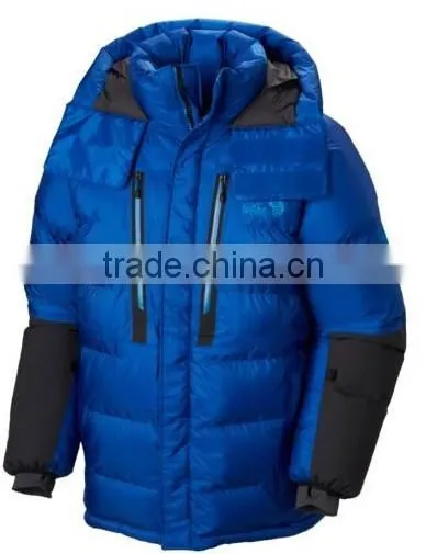 100% Polyester Blue Hooded Mens Down Jacket From China