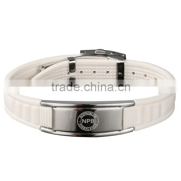 P036 Noproblem New Energy FDA Tourmaline Germanium Fashion Casual Stainless Steel Silicone Bracelet Charm Jewelry photo-2