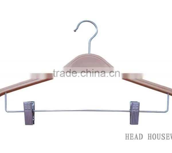 High Quality Manufacturer Laminated Hanger, Bottom Hanger With Metal Clips Laundry Hanger photo-2