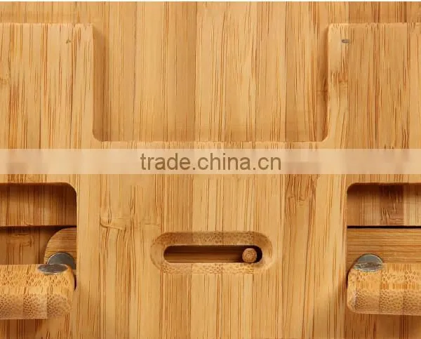 Wholesale Bamboo Mobile Phone Stand Wood Stand for IPad With 4 Hidden Slots photo-6