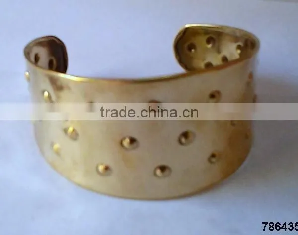 Indian Brass Metal Fashion Bangle Bracelet Punched Holes photo-2