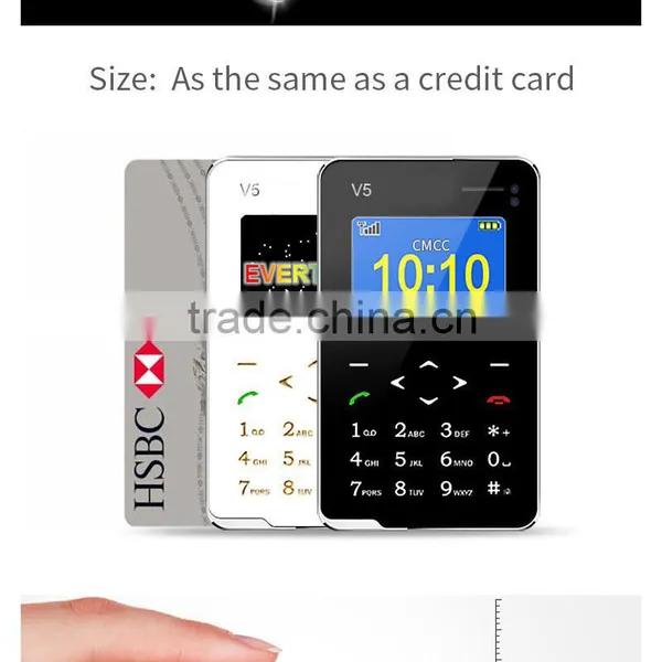 Ultra Thin AIEK V5 Black Card Mobile Phone Pocket Mini Phone Touch Keyboard Quad-Band Multi-languages photo-3