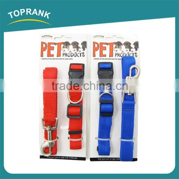 Custom Color Dog Walking Leash Dacron Plain Pet Collar Leash Set