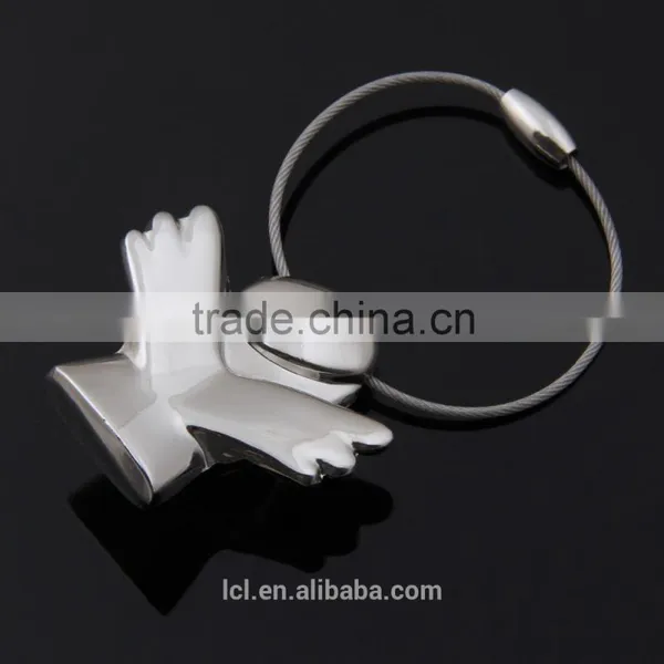 New Arrival Fashion Jewelry Lucky Angel Love Heart Key Chain Key Ring Handmade Imitate Silver Color Cute Girl Religious Items photo-2