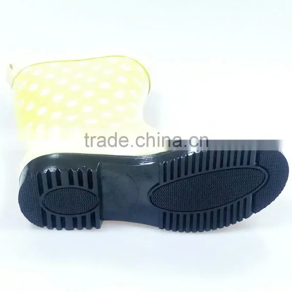 Women's Half Yellow Rubber Rain Boots photo-3