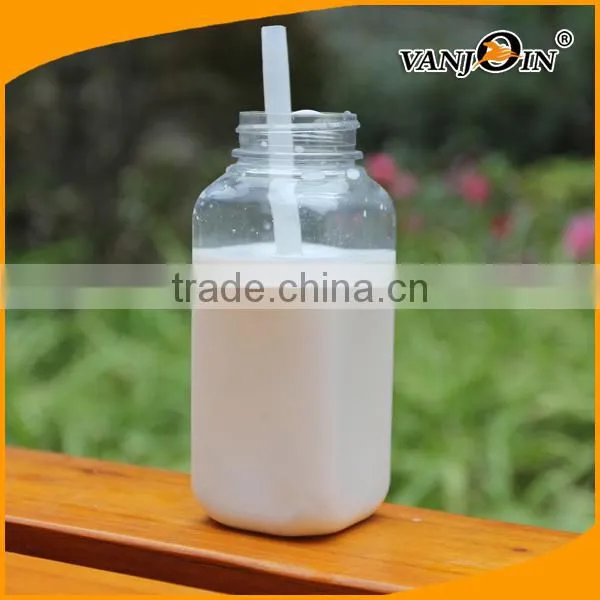 8 OZ Square PET Plastic Milk Bottle BPA Free photo-3