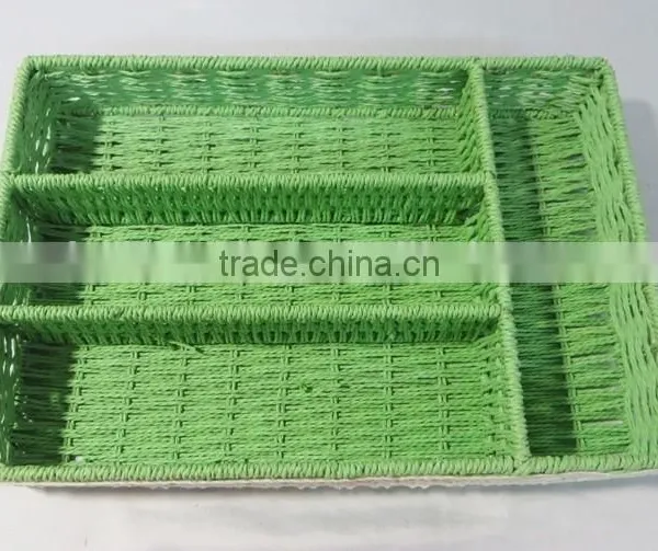 Decorative Handwoven Divided Paper Rope Tableware Basket photo-3
