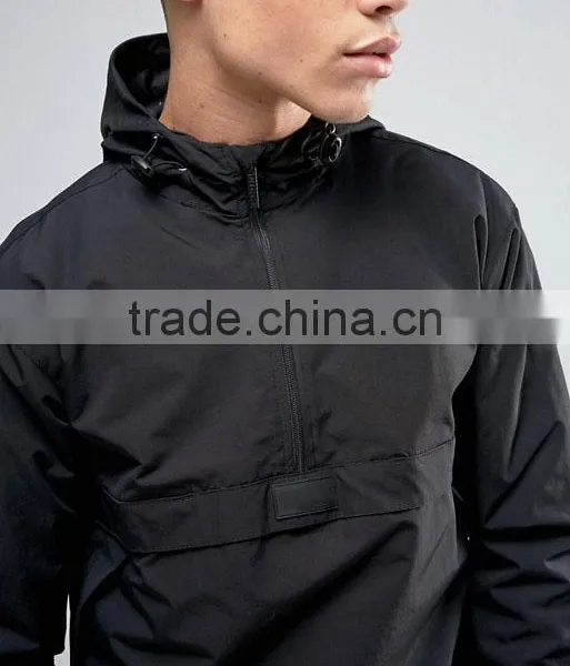 2017 Best Price High Quality Overhead Design Durable Hooded Funnel Collar 100% Polyester Black Casual MenJacket photo-3