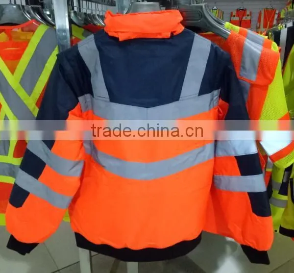 en Iso 20471 High Visibility Reflective Orange Navy Safety Vest photo-2
