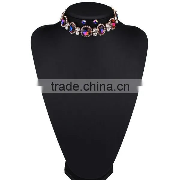 Women Fashionable Round Crystal Gem Stone Choker Necklace for Women Jewelry photo-2