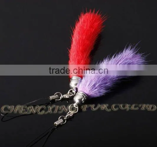 CX-P-19 Wholesale Genuine Mink Fur Keychain Mobile Phone Chain/ Pendant/ Strap photo-2
