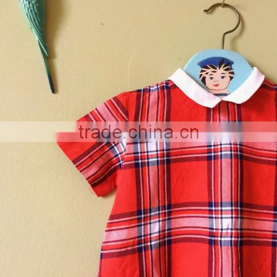 2017 Wholesale Kids Boutique Clothing Red Plaid Baby Clothes Latest Dress Frocks Designs Summer Dress photo-2