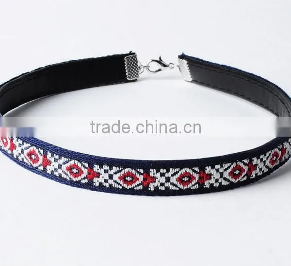 Embroidery Fabric Choker Necklace Embroidery Choker Necklace Elegant Woman Necklace Jewelry photo-2