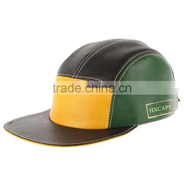 Ostrich Leather Blank Wholesale 5 Panel Hats Faux Leather 5 Panel Hat photo-2