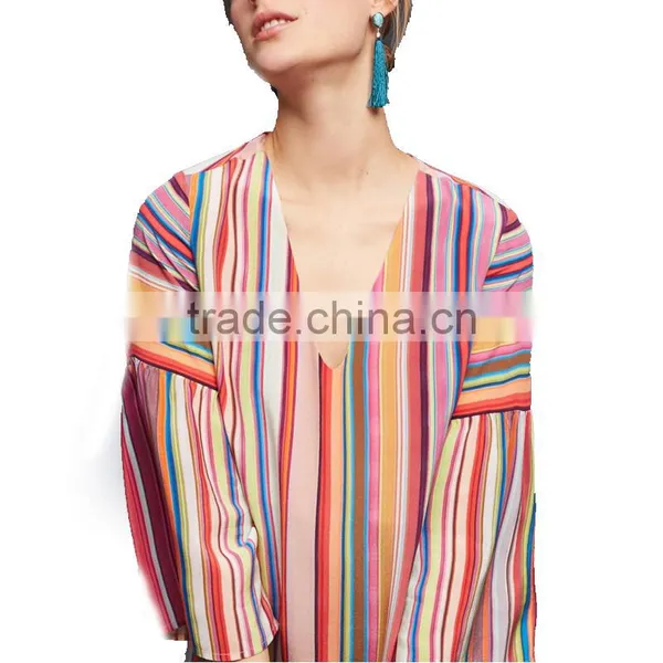 LATEST Ladies Harlow Dress, V-neck Short Sleeve Rainbow Dress photo-6