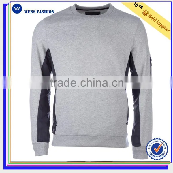 Zip Pocket Brushed Fleece Mens Custom Crewneck Sweatshirt Hoodie photo-2
