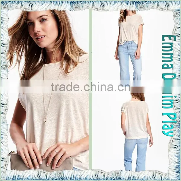 Casual Wear Ladies Sexy Thin Fabric Boat Neck T-Shirts for Hot Summer photo-4