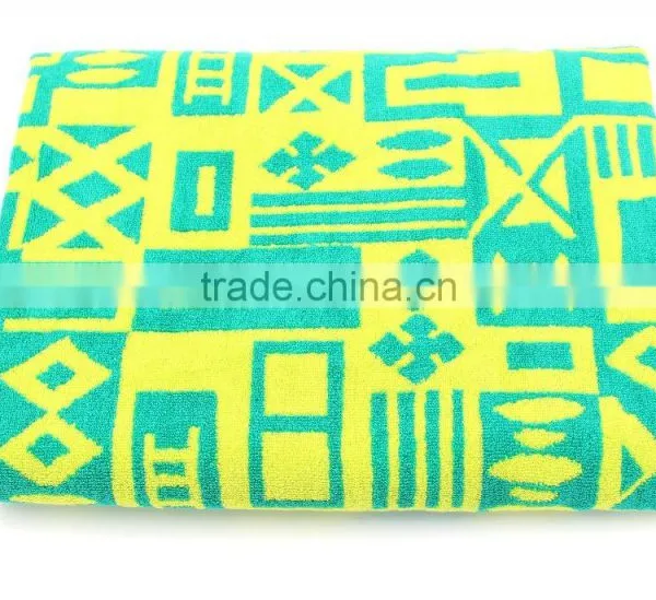 China Towel Factory Velour Jacquard 100% Cotton Beach Towel