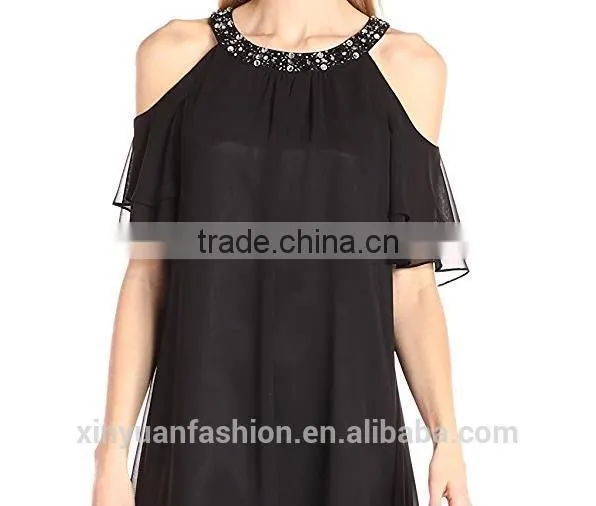 Top Quality Fashionable Beaded Cold Shoulder Dress for Bridesmaid Dress photo-2