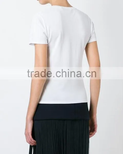 Oem Short Sleeve O Neck Blank Plain T Shirts Clothes for Women,Womens Pure White Cotton Plain T-Shirts for Printing photo-5