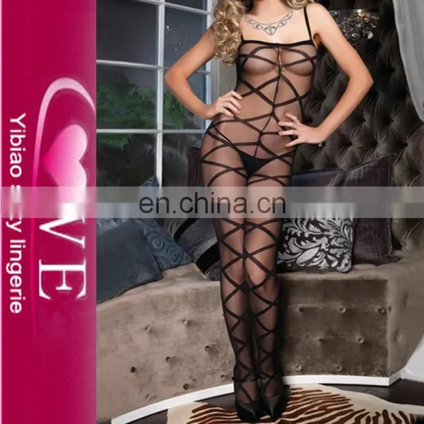 Spaghetti Strap Eyelash Lace Black Sheer Sexy Bodystocking photo-2