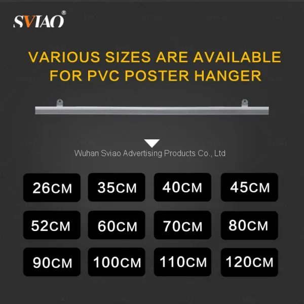 High Quality Snap Rails PVC Material Poster Hanger Clip For Poster Hanging With 26cm,40cm,45cm,55cm,60cm,80cm,100cm,120cm photo-3