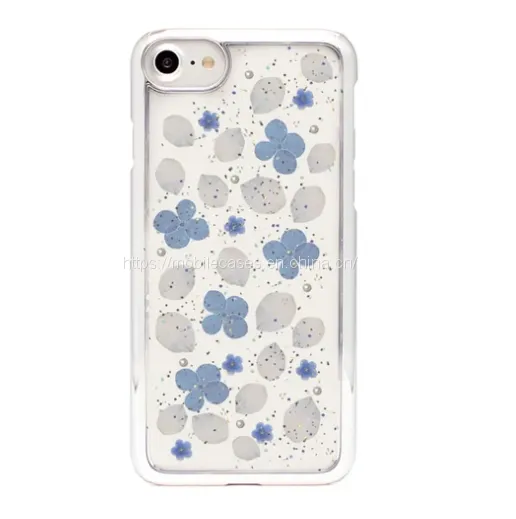 Plating Edge Epoxy Phone Case Flower Phone Case Floral Mobile Cover photo-2