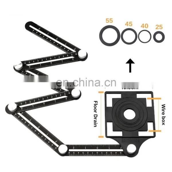 6 Folding Multi Angle Measuring Ruler Ceramic Tile Hole Positioning Ruler With Drill Guide Template Hole Punch Accessories photo-2
