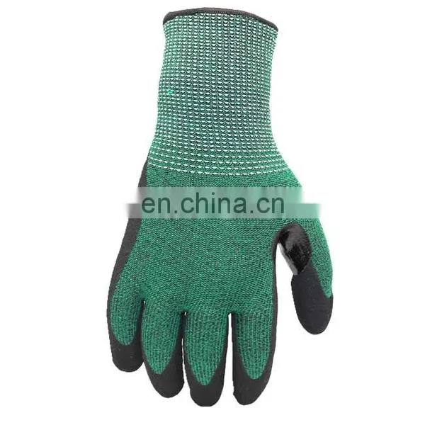 Factory Custom Green HPPE Nitrile Coated Palm Anti-Cut Resistant Hand Safety Work Gloves photo-3