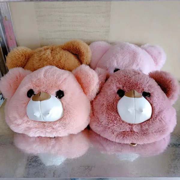 014Plush Rabbit Bag Cute Girl Bear Bag One Shoulder Oblique Straddle Bag Long Chain Imitation Rabbit Hair Bag Backpack photo-4